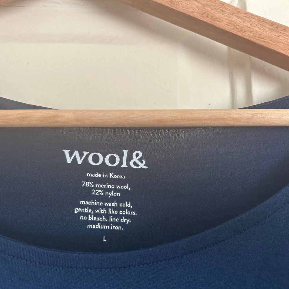 Wool& Renata Bell Sleeve Dress Size Large Marine Blue - Picture 4 of 6